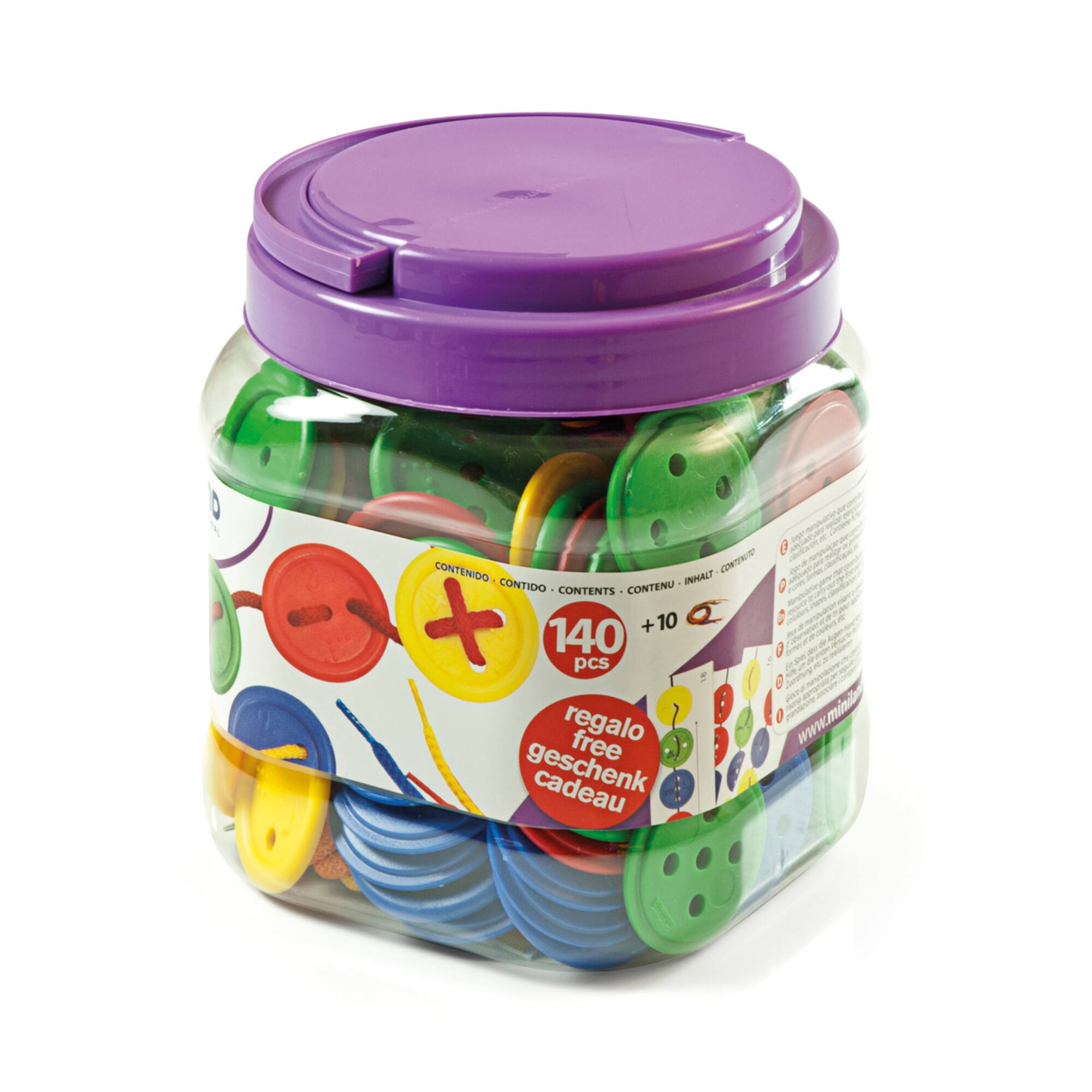 Miniland Educational Lacing Buttons, 140ct.